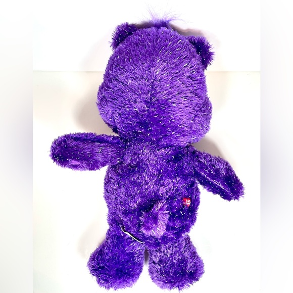 35th Anniversary LIMITED EDITION 13" Purple Glitter Rainbow Heart Care Bear - Picture 2 of 6